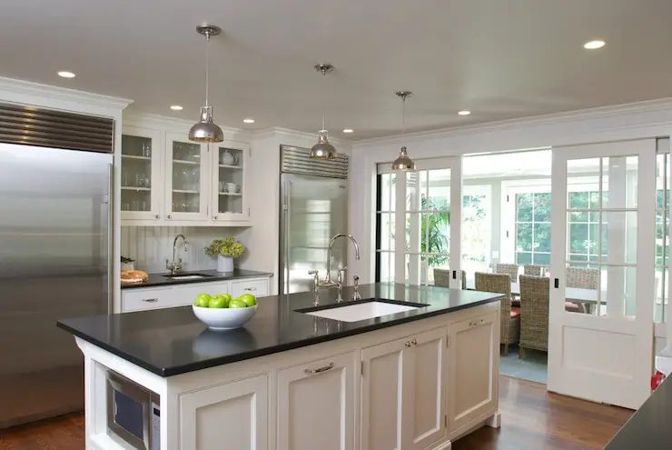 Kitchen with Absolute Black Granite Island