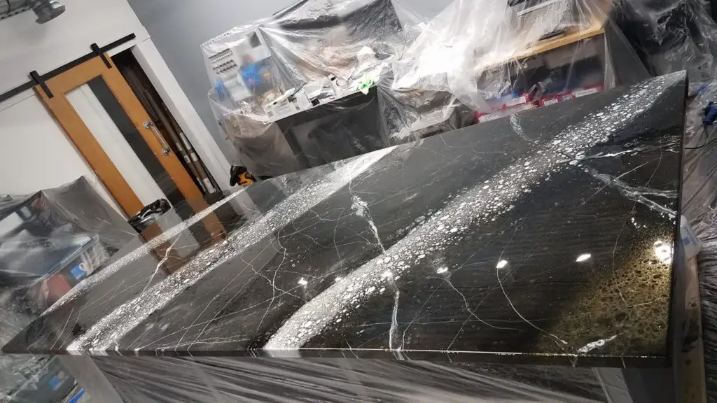 Black Epoxy Countertop with White Veins