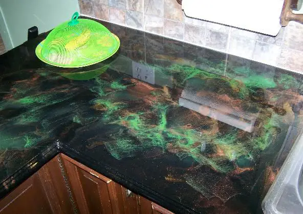 Black And Green Epoxy Countertop