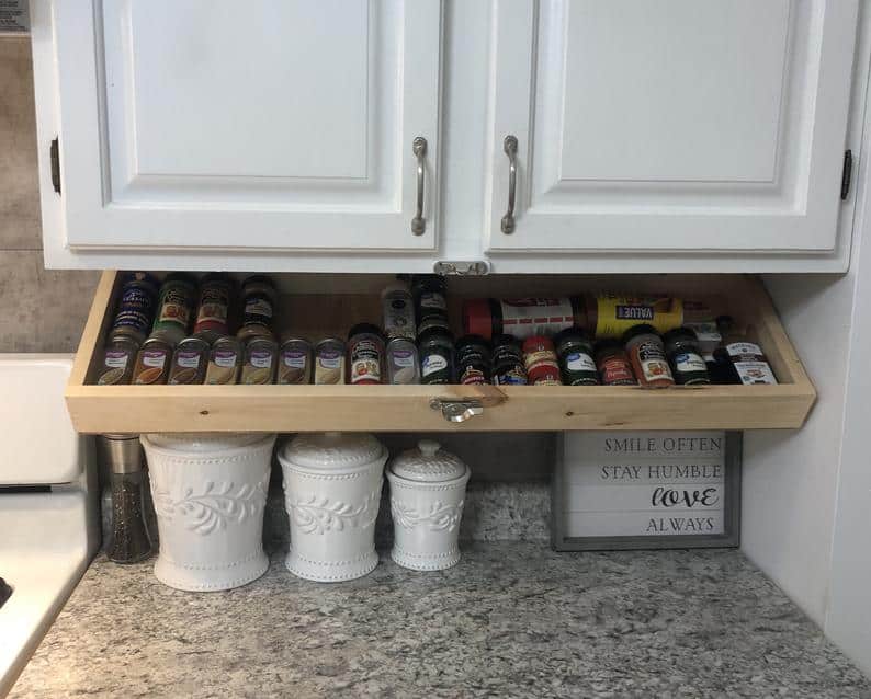 Under Cabinet Drop-down Spice Organizer